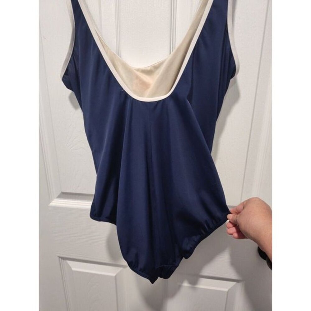 Lands End Blue Swim Bathing Suit One Piece American Flag Classic Size 18 - Picture 5 of 9